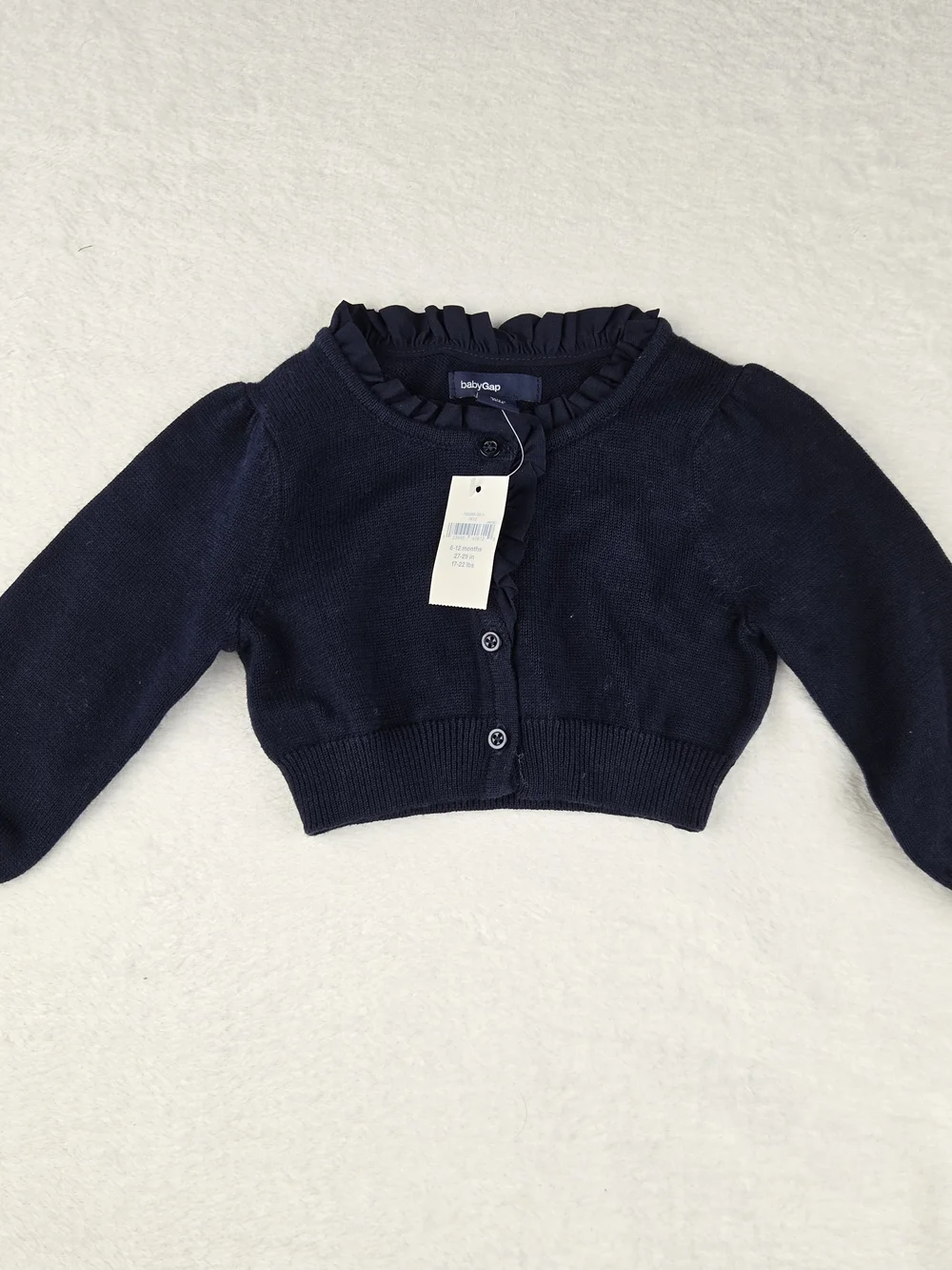 NWT Gymboree Blue Button Up Sweater Size 6-12 Ruffled Soft